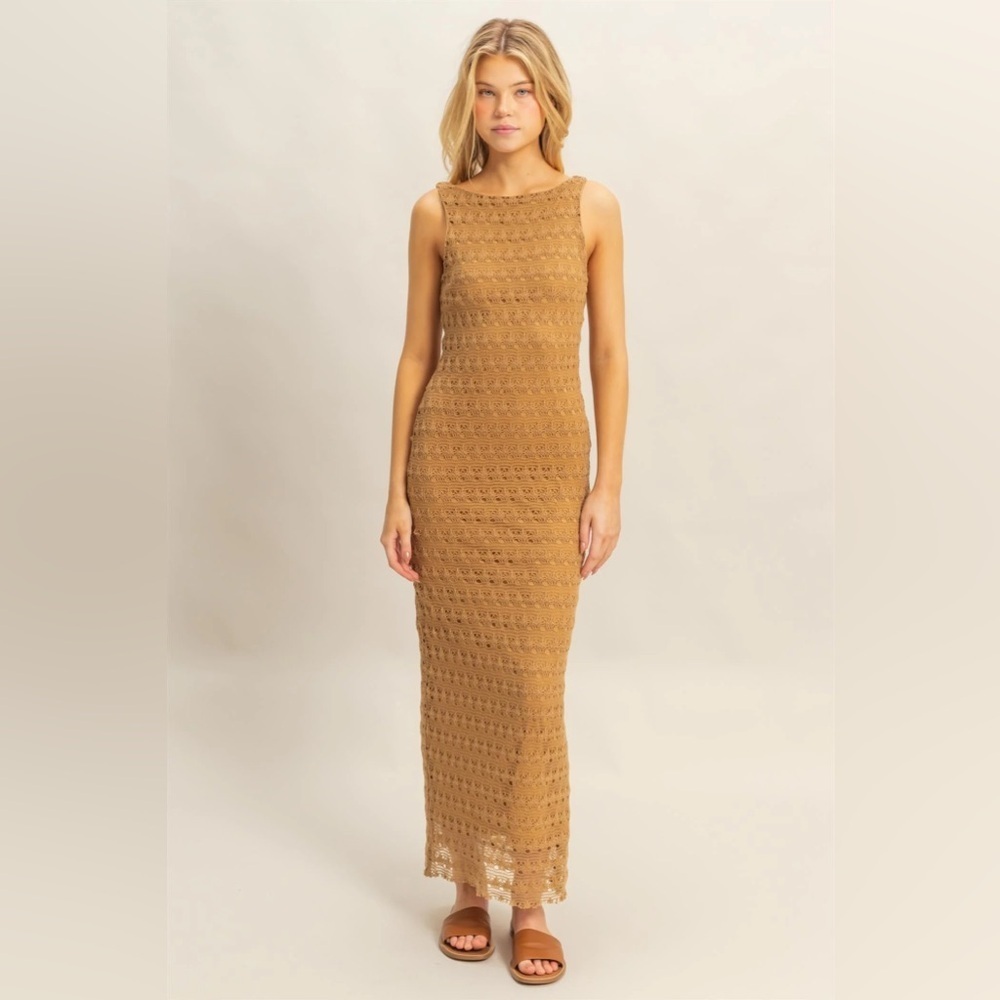 NEW HYFVE Crochet Maxi Dress Sleeveless Open Back Boho Summer Size Medium - Picture 5 of 5